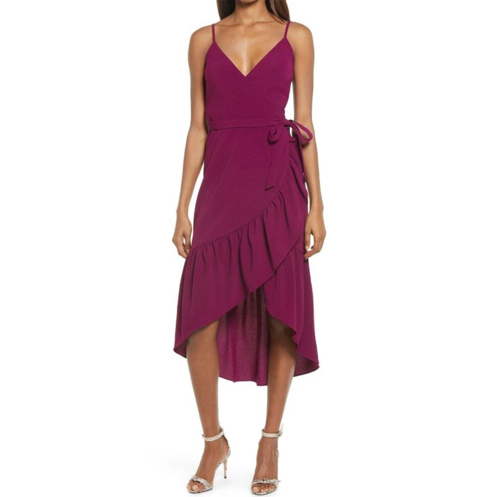 Dress the Population Purple Wrap Dress